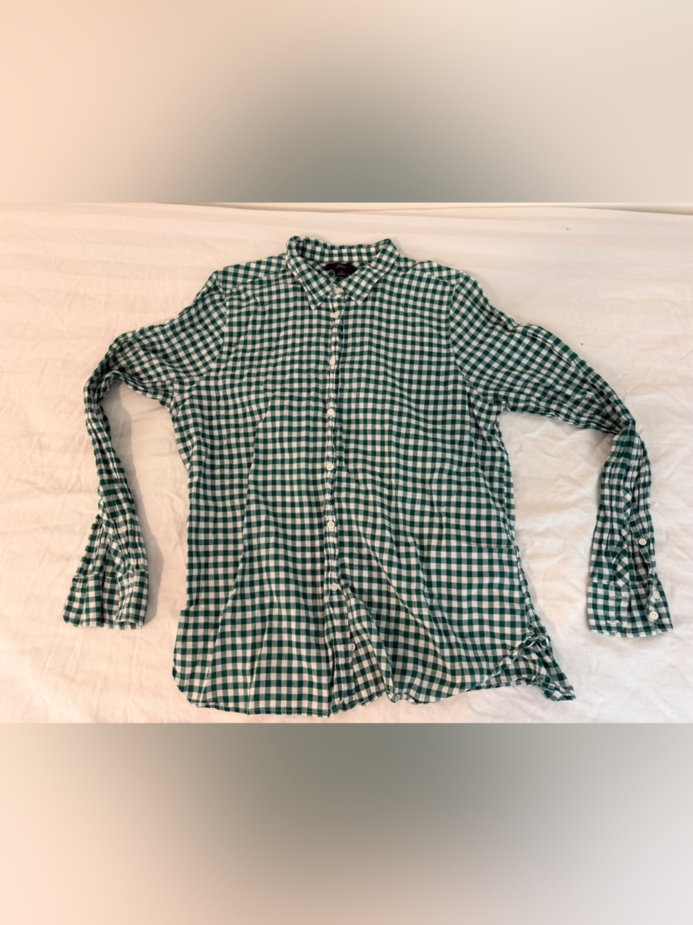 J.Crew Classic-Fit Boy Shirt in green and white Crinkle Gingham 14
